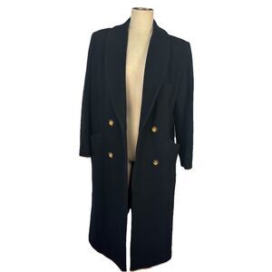 VTG Herman Kay Womens 10P Wool Blend Double Breasted Winter Black Coat Peacoat